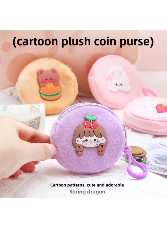 Cute Cartoon Plush Coin Purse Children's Zipper Hardware Coin Bag Portable Mini Earphone Case Wholesale-Color:Meatball Head Girl - Image 4