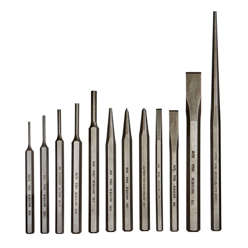 Mayhew Tools Select 61040 Punch and Chisel Set 12Piece black one size