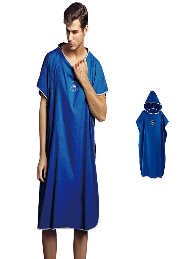 Hiturbo Microfiber Surf Poncho, Wetsuit Changing Bath Robe, Quick Dry Pool Swim Beach Towel with Hood (Dark Blue) - Image 2