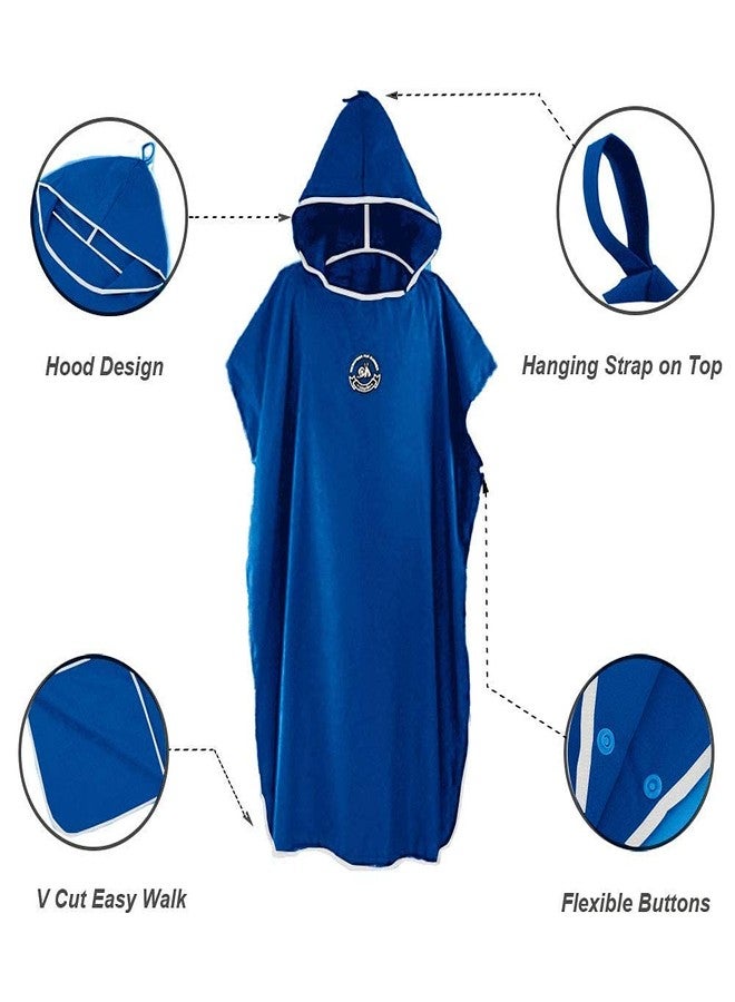 Hiturbo Microfiber Surf Poncho, Wetsuit Changing Bath Robe, Quick Dry Pool Swim Beach Towel with Hood (Dark Blue) - Image 3