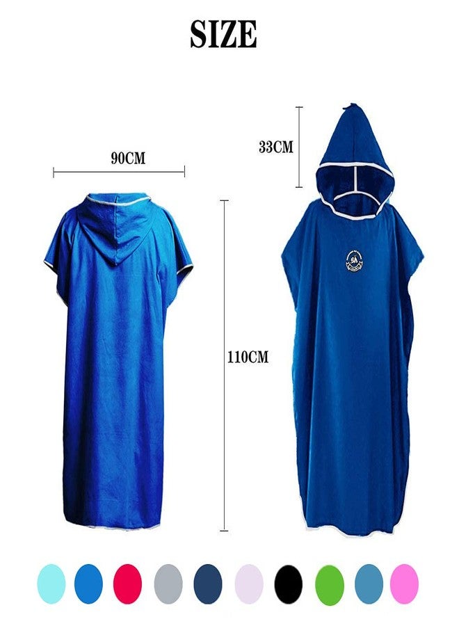 Hiturbo Microfiber Surf Poncho, Wetsuit Changing Bath Robe, Quick Dry Pool Swim Beach Towel with Hood (Dark Blue) - Image 4
