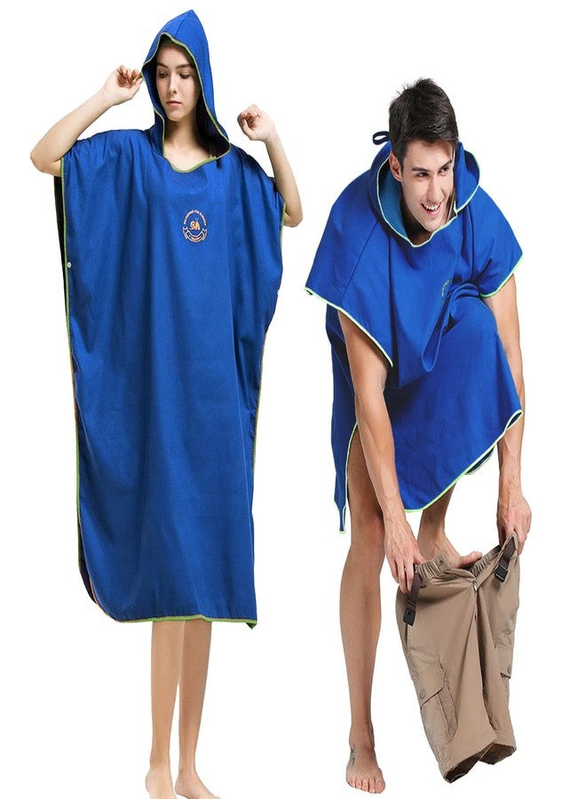 Hiturbo Microfiber Surf Poncho, Wetsuit Changing Bath Robe, Quick Dry Pool Swim Beach Towel with Hood (Dark Blue) - Image 1