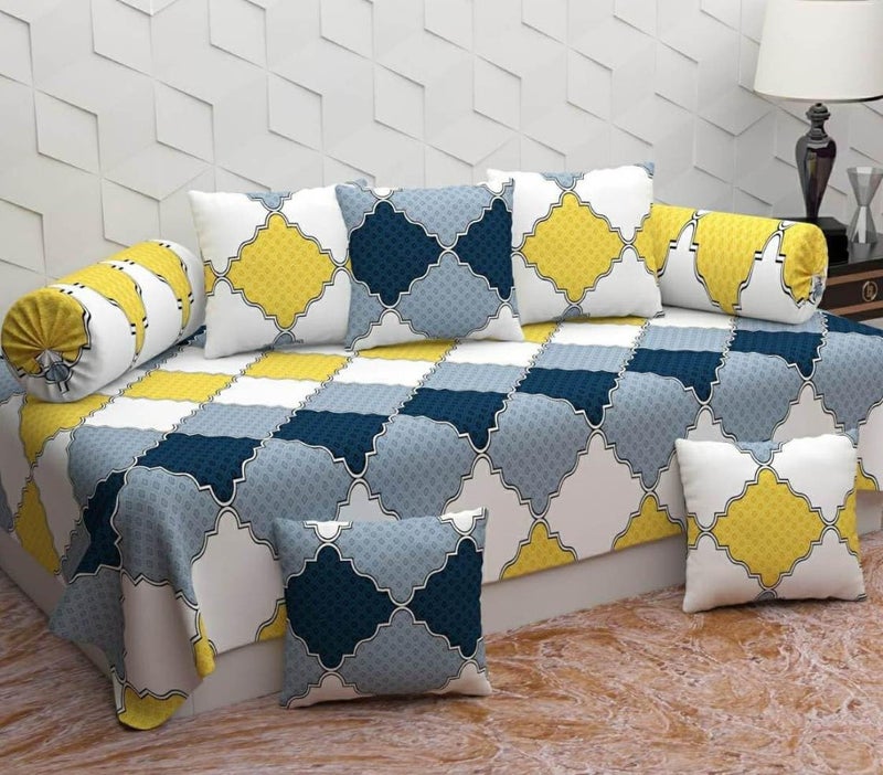 Generic BZ_BRUKSTYLEY Cotton Abstract Diwan Set Multicolor  - Image 2