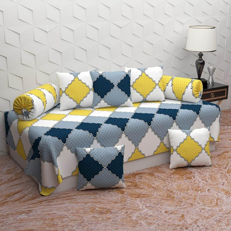 Generic BZ_BRUKSTYLEY Cotton Abstract Diwan Set Multicolor  - Image 1
