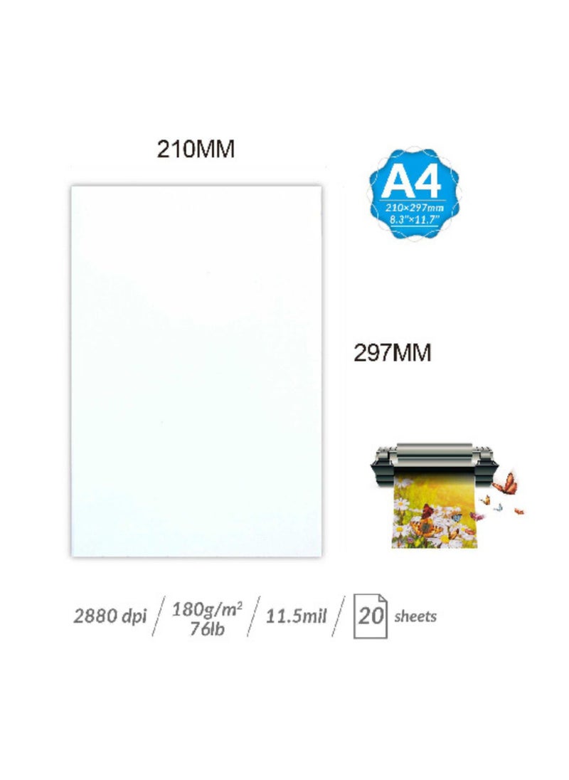 MOTARRO Inkjet Paper Glossy Photo  A4 Size 180Gsm 20 Sheets  - Image 2