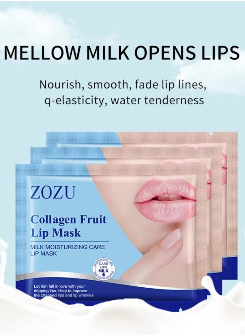 Zozu 15 Pcs Collagen Fruit Lip Mask Set Milk Moisturizing Repair Lip Mask Hydrating Repairing Improve Chapped Lips and Lip Wrinkles Nourishing Smooth Fade Lip Lines Lip Mask Set for Women and Men All Skin Types  - Image 3