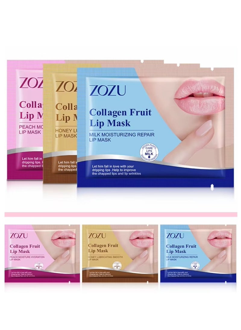 Zozu 15 Pcs Collagen Fruit Lip Mask Set Milk Moisturizing Repair Lip Mask Hydrating Repairing Improve Chapped Lips and Lip Wrinkles Nourishing Smooth Fade Lip Lines Lip Mask Set for Women and Men All Skin Types  - Image 4