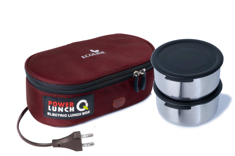 Ecoline Fabric Power Lunch Q2, Electric Lunch Box,Capacity 800ml,(2 Containers 400ml) Maroon - Image 1