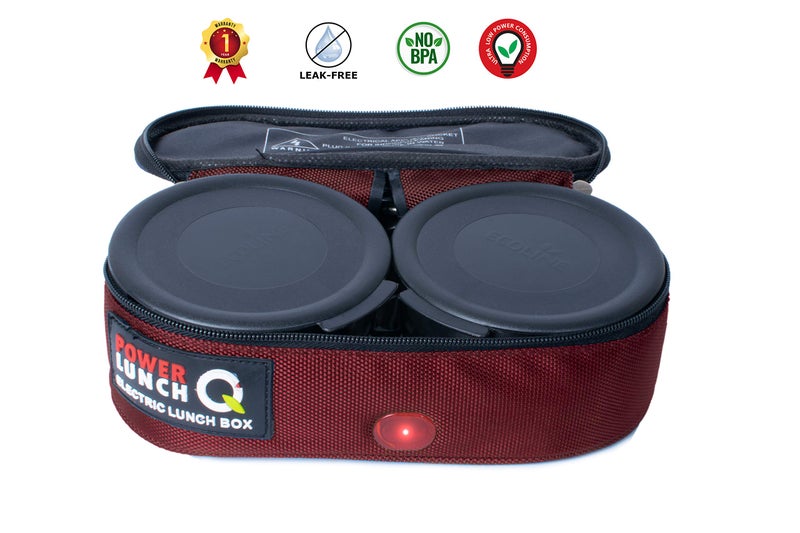 Ecoline Fabric Power Lunch Q2, Electric Lunch Box,Capacity 800ml,(2 Containers 400ml) Maroon - Image 3