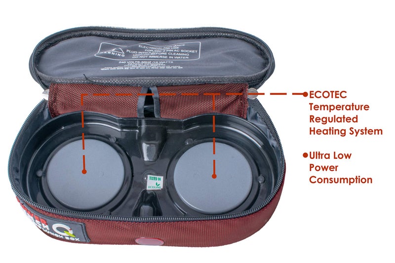 Ecoline Fabric Power Lunch Q2, Electric Lunch Box,Capacity 800ml,(2 Containers 400ml) Maroon - Image 5