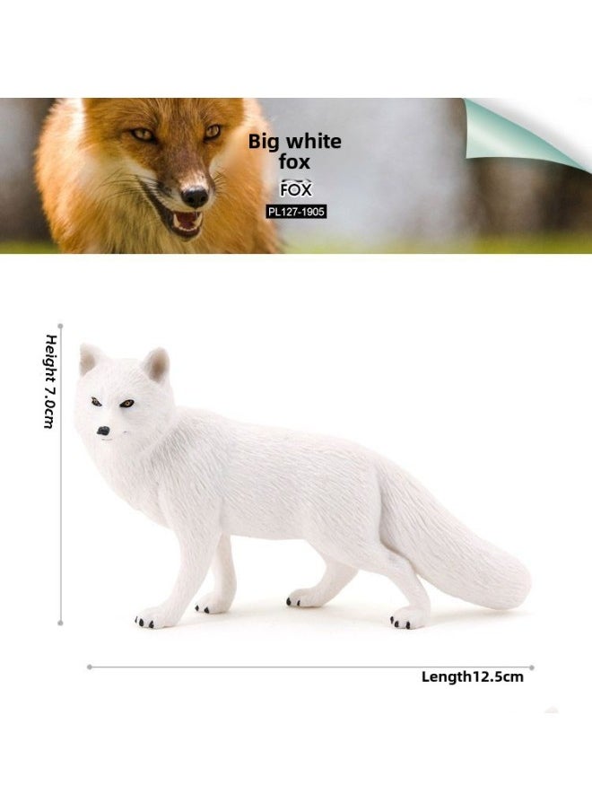 Simulation Animal Children's Solid Toy Model Fox Big Red Fox Big White Fox Cognitive Ornaments Hand-held-Color:PL127-678 Big White Fox  - Image 1