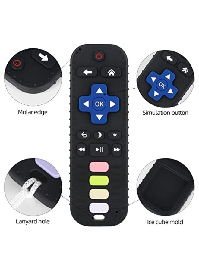 Baby Teether Toy Chew Toys for Babies 3-24 Months TV Remote Control Shape Teething Relief for Infants (Black) - Image 3