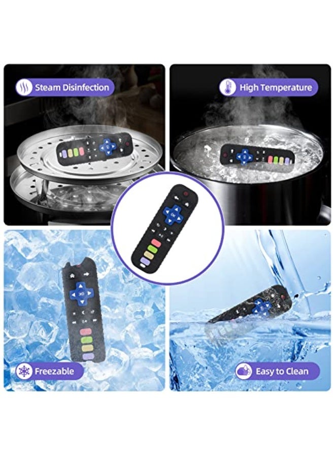 Baby Teether Toy Chew Toys for Babies 3-24 Months TV Remote Control Shape Teething Relief for Infants (Black) - Image 5