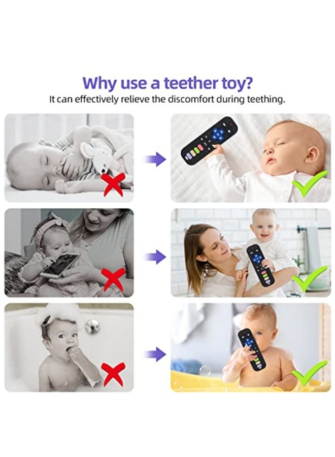 Baby Teether Toy Chew Toys for Babies 3-24 Months TV Remote Control Shape Teething Relief for Infants (Black) - Image 4