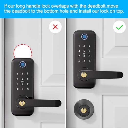 Linkthai Keyless Entry Fingerprint Smart Door Lock with Handle,Digital Electronic Lock with Touchscreen Keypad,Electric Door Knob for Exterior Interior Entry/Bedroom Front Doors,Built-in WiFi - Image 4