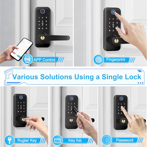 Linkthai Keyless Entry Fingerprint Smart Door Lock with Handle,Digital Electronic Lock with Touchscreen Keypad,Electric Door Knob for Exterior Interior Entry/Bedroom Front Doors,Built-in WiFi - Image 3