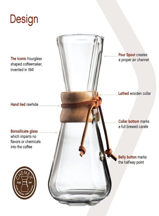 Chemex Pour-Over Glass Coffeemaker - Hand Blown Series - 3-Cup - Exclusive Packaging - Image 3