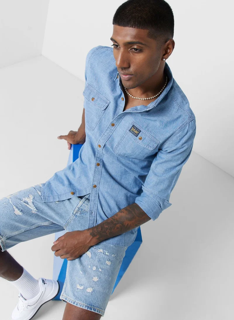 سوبر دراي Vintage Chambray Slim Fit Shirt