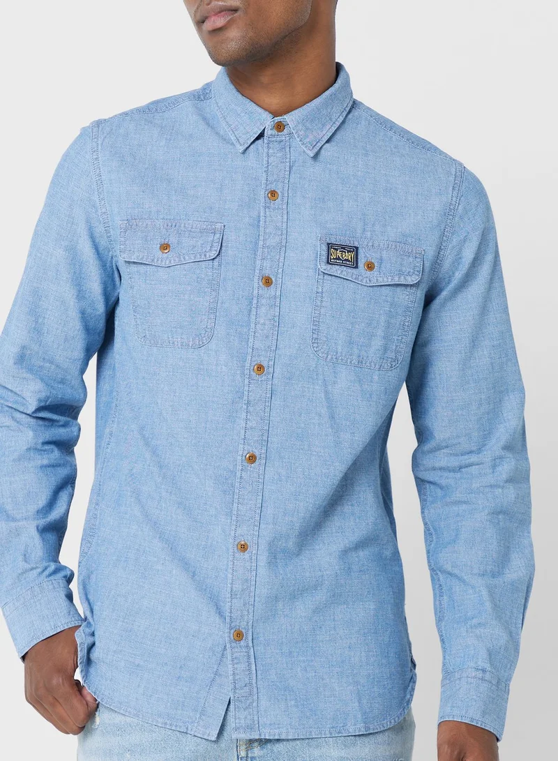 سوبر دراي Vintage Chambray Slim Fit Shirt