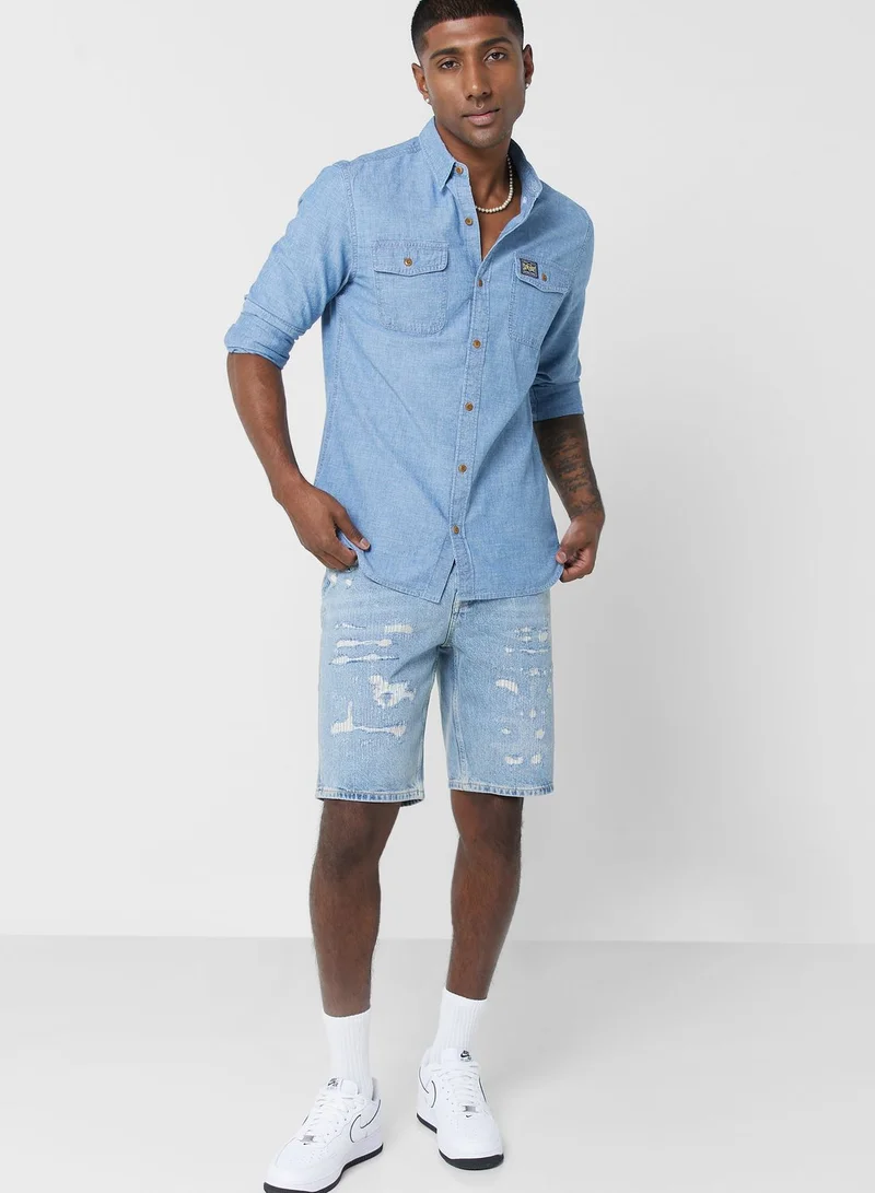 سوبر دراي Vintage Chambray Slim Fit Shirt