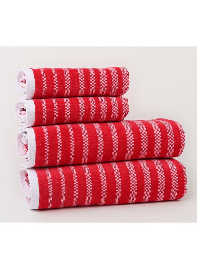 وايت روز طقم مناشف حمام من 4 قطع - OASIS - 450 جرام لكل متر مربع - 100% قطن مخملي - 2 حمام 70×140 سم و2 يد 50×90 سم - متعدد الألوان - تصميم مخطط عصري - لمسة فاخرة - امتصاص فائق - Image 5