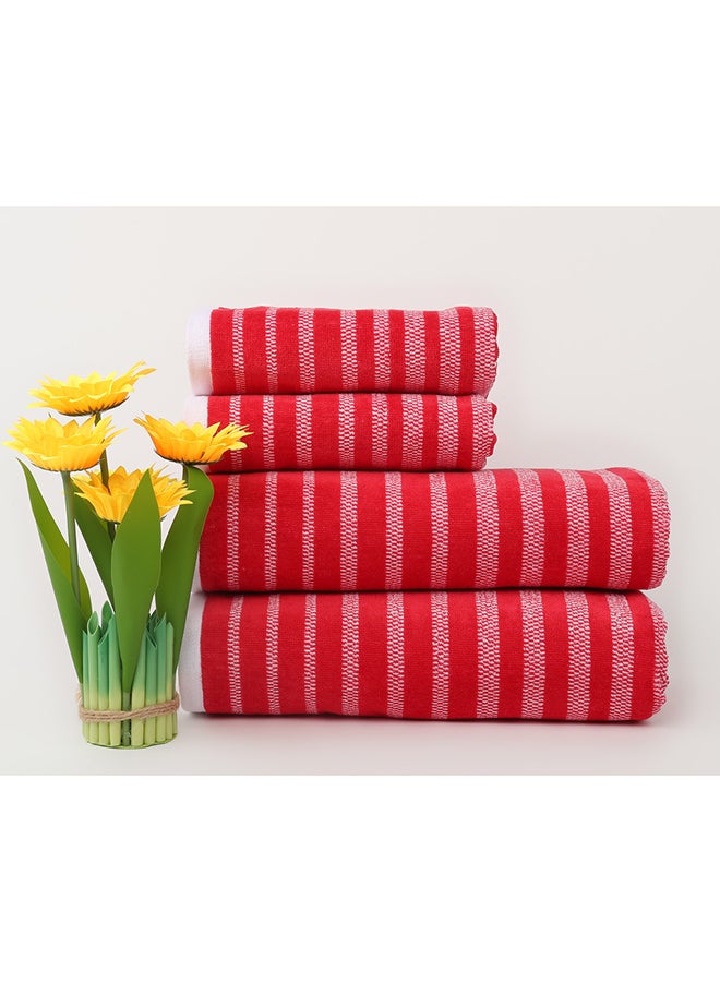 وايت روز طقم مناشف حمام من 4 قطع - OASIS - 450 جرام لكل متر مربع - 100% قطن مخملي - 2 حمام 70×140 سم و2 يد 50×90 سم - متعدد الألوان - تصميم مخطط عصري - لمسة فاخرة - امتصاص فائق - Image 1