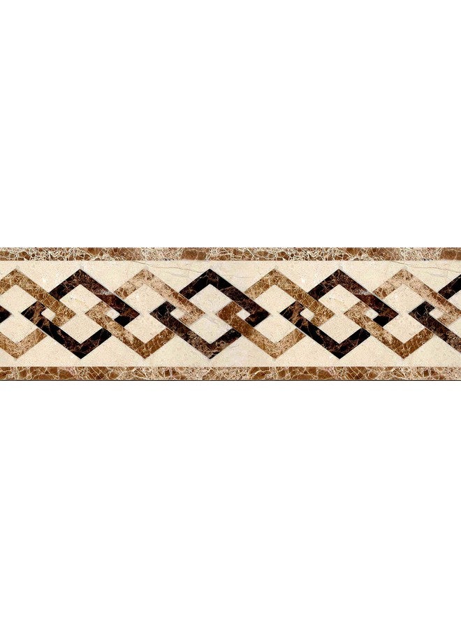 WallDesign Wall Border Sticker - Diamond Link Marble Stone Pattern - Glossy Laminated Waterproof PVC - Roll 3 inch by 10 ft - for Kitchen, Tile, Countertop, Bathroom Decoration - Image 1