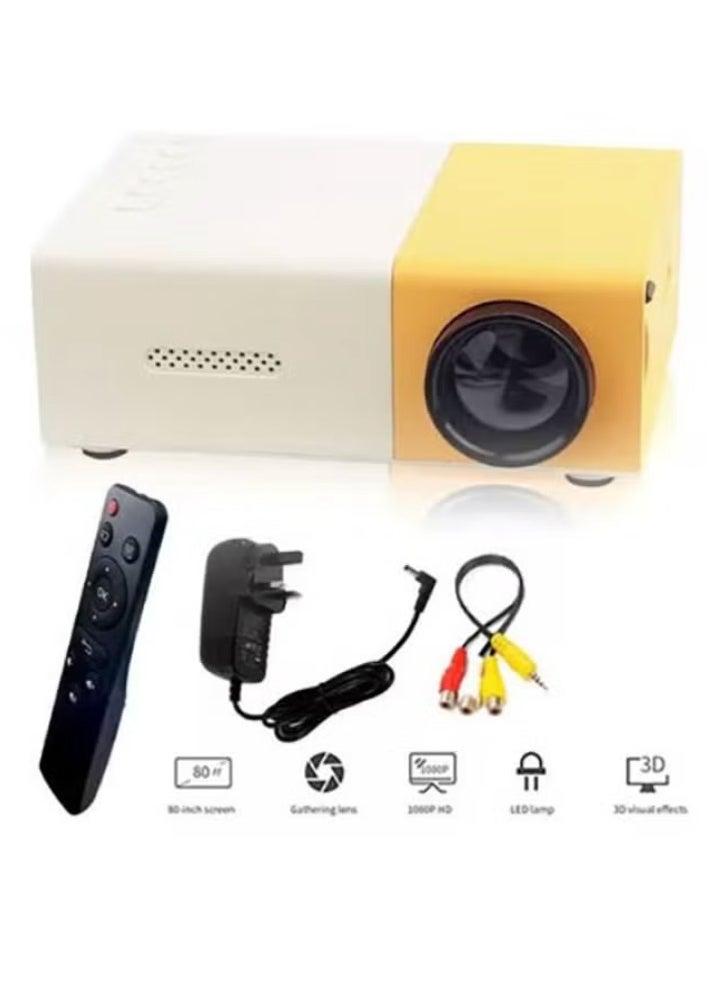YG300 Portable QVGA LED 400 Lumens Projector With Remote Control YG300 White/Yellow