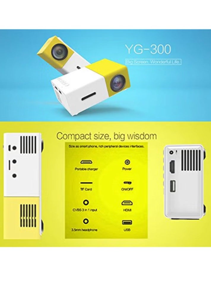 YG300 Portable QVGA LED 400 Lumens Projector With Remote Control YG300 White/Yellow