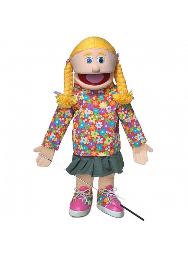 Silly Puppets دمية سيندي 25"، فتاة الخوخ، كاملة الجسم، بأسلوب المهرج - Image 2