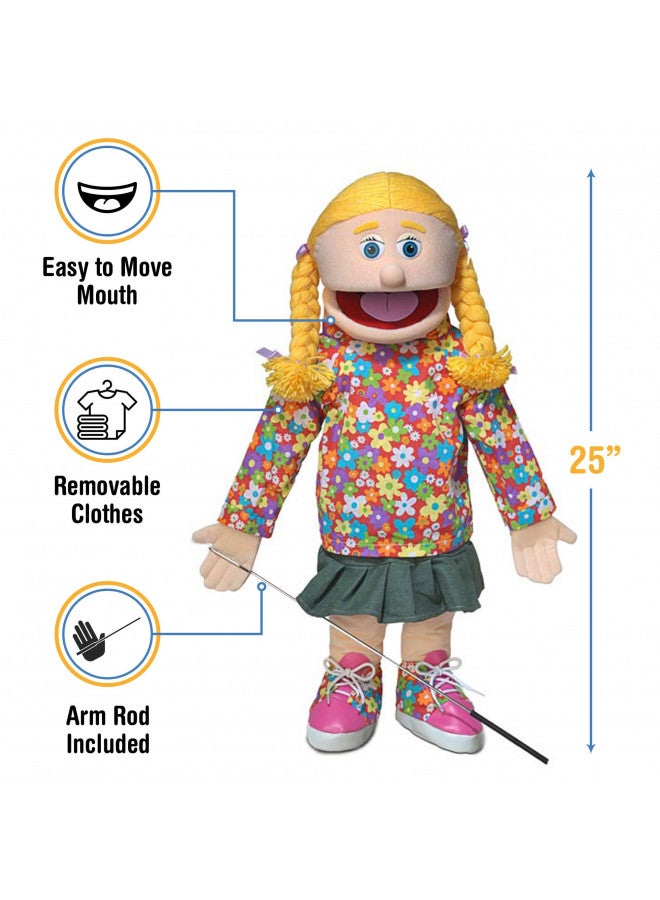 Silly Puppets دمية سيندي 25"، فتاة الخوخ، كاملة الجسم، بأسلوب المهرج - Image 4