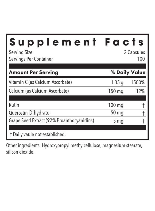 Allergy Research Group Esterol Ester-C - Vitamin C 1350mg Supplement, Immune Support, Calcium Ascorbate with Bioflavonoids, Ascorbic Acid, Rutin, Quercetin, Vegan Capsules - 200 Count  - Image 3