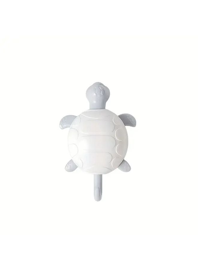 White Grey Sea Turtle Adhesive Wall Hooks No Damage Easy Install for Keys Towels - Image 1