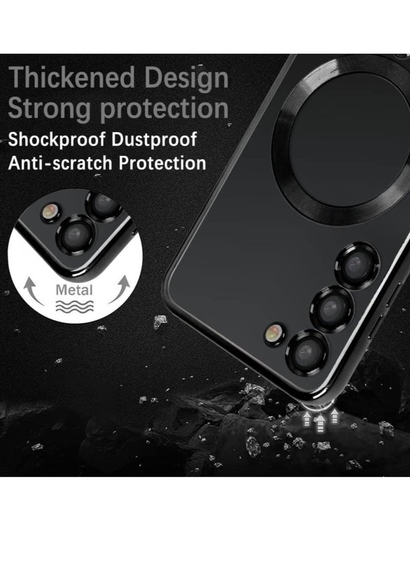 Magnetic Clear Case for Samsung Galaxy S23 Plus with Camera Lens Protector Magsafe Compatible Electroplated Soft TPU Shockproof Anti-Scratch Phone Case