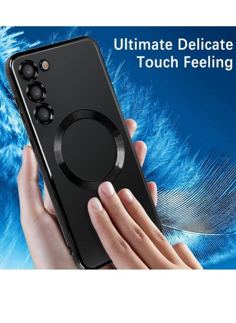 Magnetic Clear Case for Samsung Galaxy S23 Plus with Camera Lens Protector Magsafe Compatible Electroplated Soft TPU Shockproof Anti-Scratch Phone Case