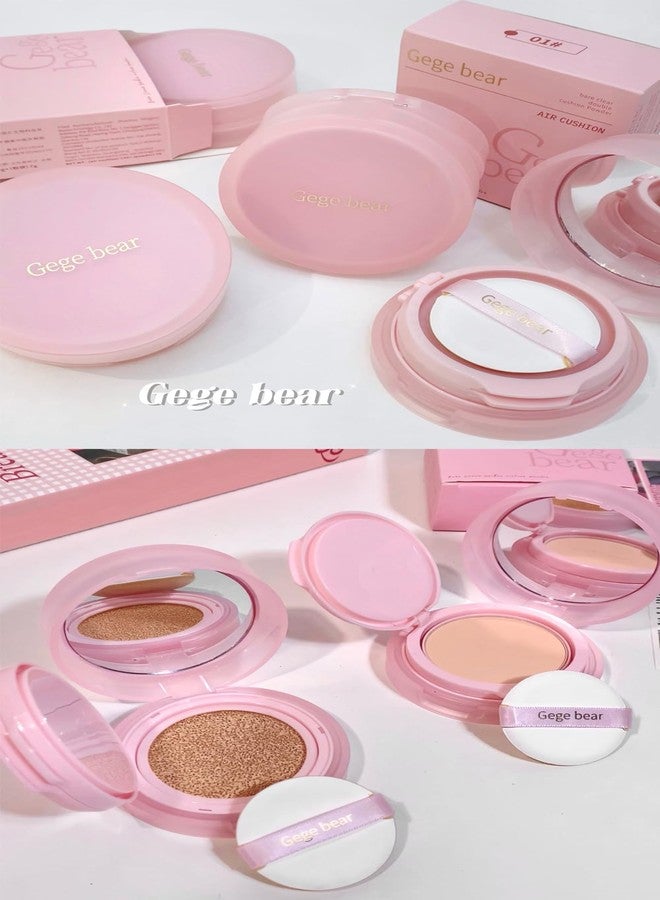 Gege Bear 2-in-1 Cushion Foundation & Compact Powder for Women | Hydrating Formula + Oil Control Powder | Sleek Pink Travel-Ready | Perfect for Fair to Natural Skin Tones | Buildable Coverage That Blurs and Brightens | (01# Ivory, 13g Cushion Foundation + 7g Compact Powder) - Image 4