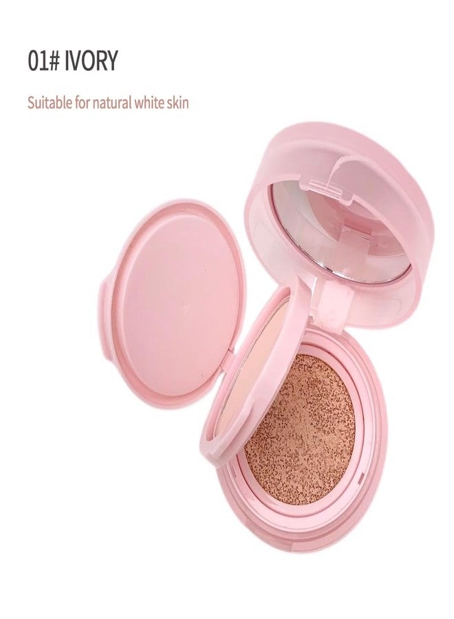 Gege Bear 2-in-1 Cushion Foundation & Compact Powder for Women | Hydrating Formula + Oil Control Powder | Sleek Pink Travel-Ready | Perfect for Fair to Natural Skin Tones | Buildable Coverage That Blurs and Brightens | (01# Ivory, 13g Cushion Foundation + 7g Compact Powder) - Image 2