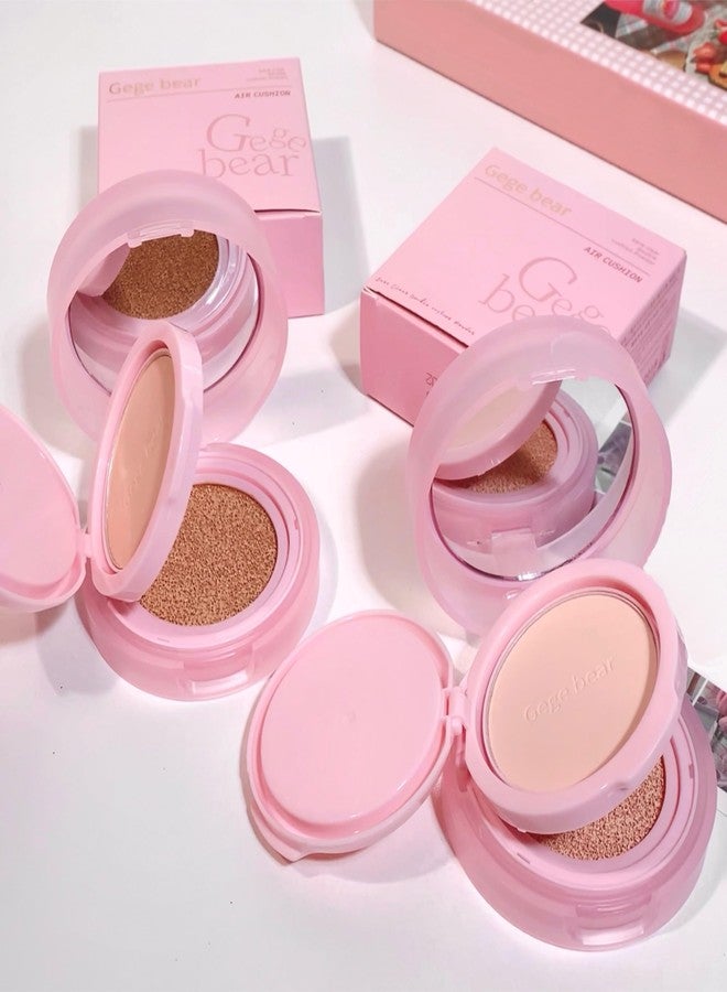Gege Bear 2-in-1 Cushion Foundation & Compact Powder for Women | Hydrating Formula + Oil Control Powder | Sleek Pink Travel-Ready | Perfect for Fair to Natural Skin Tones | Buildable Coverage That Blurs and Brightens | (01# Ivory, 13g Cushion Foundation + 7g Compact Powder) - Image 1