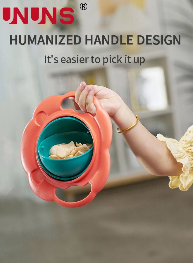 UNUNS Baby Feeding Set,360 Dgree Rotation Gyro Bowl With Spoon And Fork,Portable Gyro Bowl With Cover,3 Pcs - Image 3