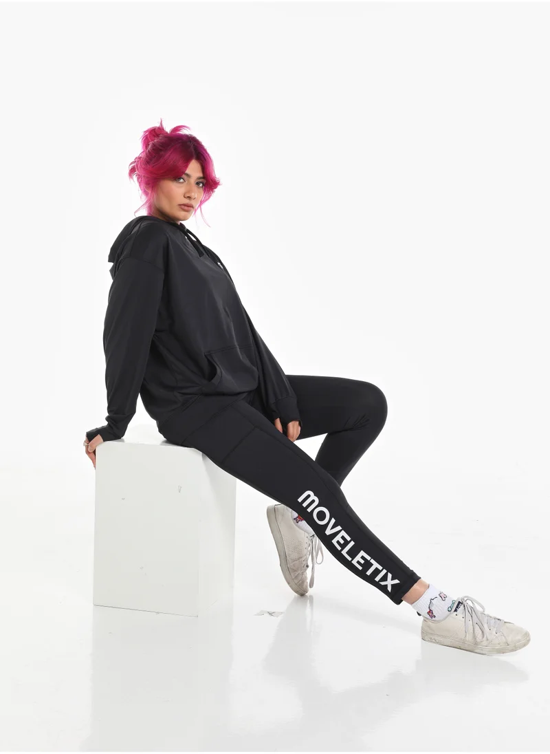 Moveletix Activewear Black Hoodie Buttery Soft Thumbhole