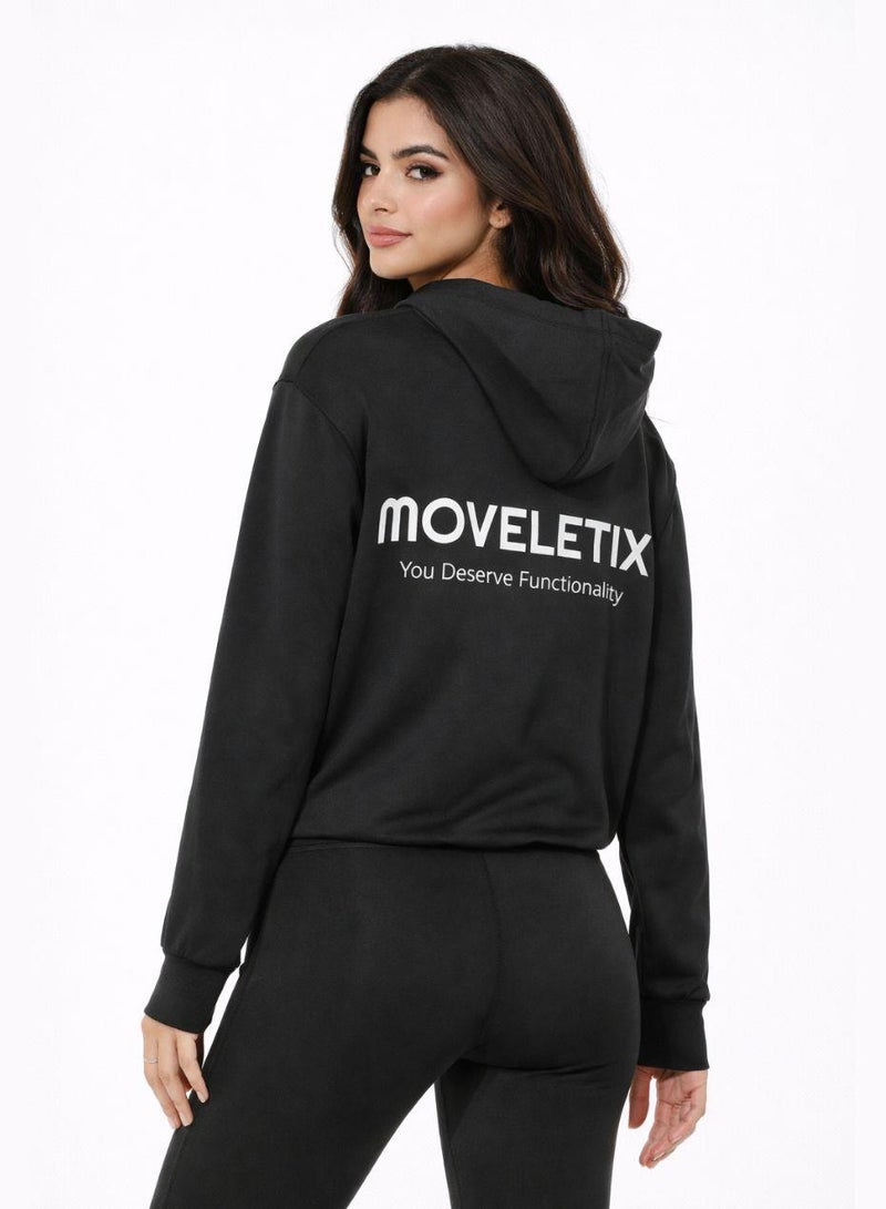 Moveletix Spring Women's Training Lightweight Black Hoodie Active Buttery Soft - Image 4