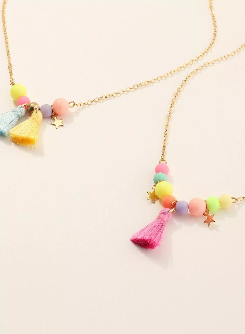2pcs Girls Tassel Charm Necklace  - Image 3