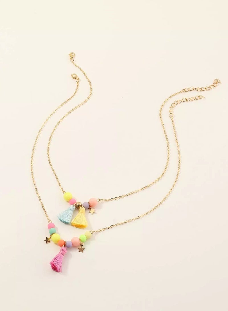 2pcs Girls Tassel Charm Necklace  - Image 4