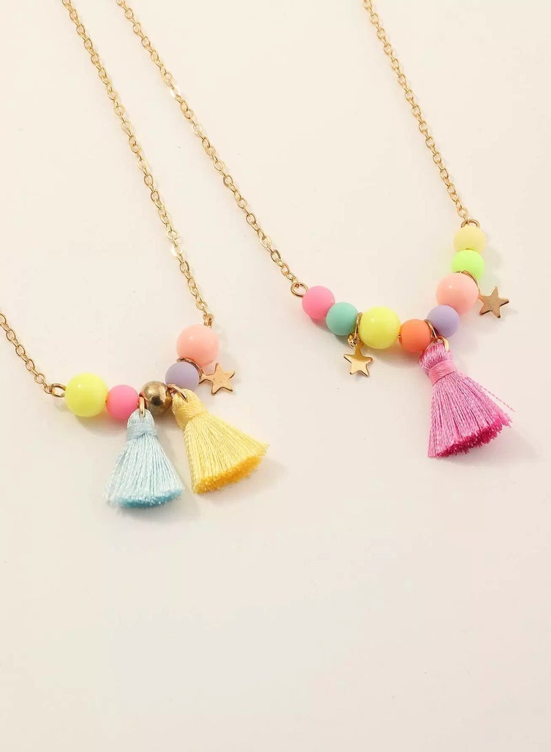2pcs Girls Tassel Charm Necklace  - Image 2