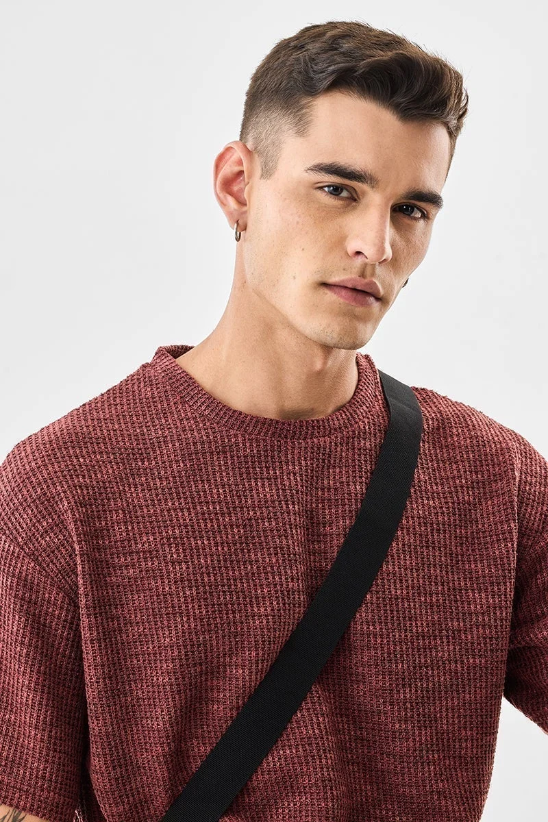 سنيتش تي شيرت فضفاض وافل سميك