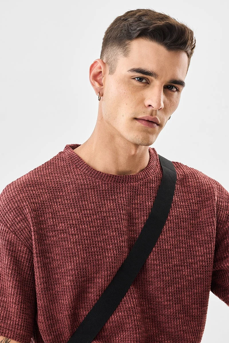 سنيتش تي شيرت فضفاض وافل سميك