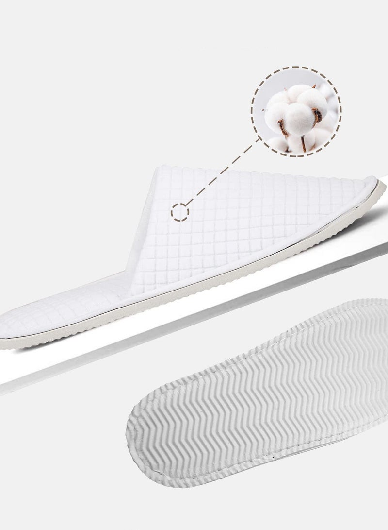 10 أزواج من النعال الفندقية الفاخرة للرجال والنساء قماش قطني ناعم ومسامي مانع للانزلاق وقابل للغسل وإعادة الاستخدام مناسب كنعال للضيوف في أماكن الإقامة - Image 2