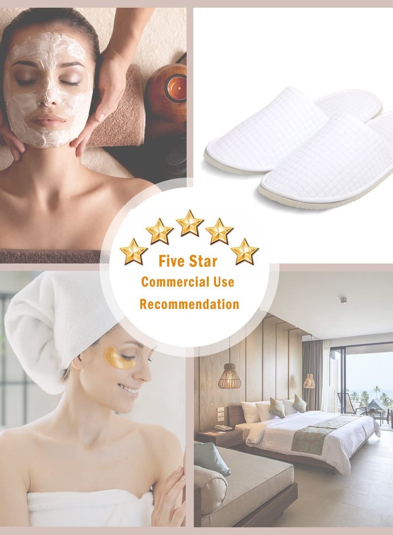 10 أزواج من النعال الفندقية الفاخرة للرجال والنساء قماش قطني ناعم ومسامي مانع للانزلاق وقابل للغسل وإعادة الاستخدام مناسب كنعال للضيوف في أماكن الإقامة - Image 5