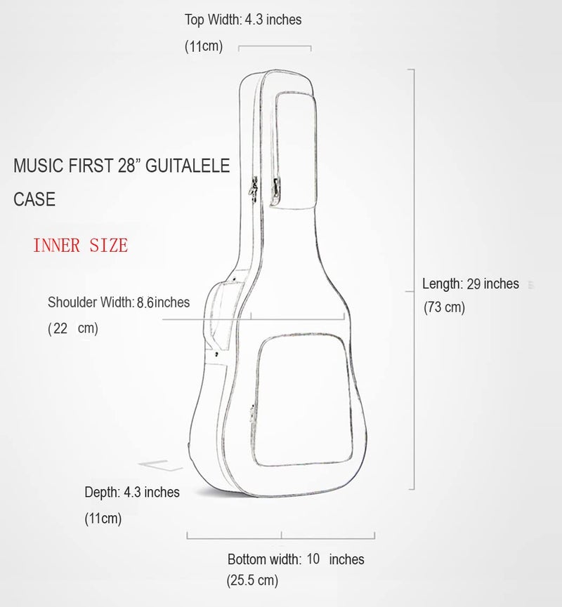 MUSIC FIRST Original Design 0.6" (15mm) Thick Padded Country Style Guitalele, 26-29" Guitar Case & Bag - Image 2