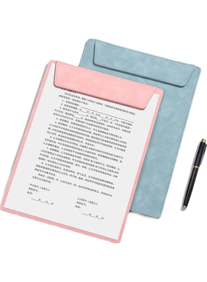 Simaa A4 Magnetic Leather Writing Clipboard, Meeting Business Writing Clipboard Report Folder, Multifunctional Writing Pad Vertical Style, Blue - Image 3